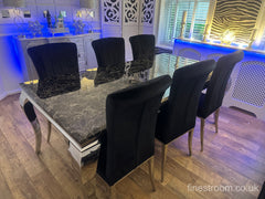 Black Louis Dining Table With Black Armenia Chairs