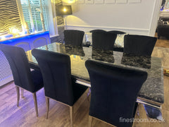 Black Louis Dining Table With Black Armenia Chairs