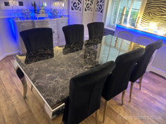 Black Louis Dining Table With Black Armenia Chairs
