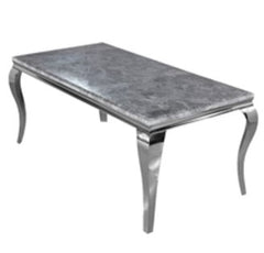 Grey Louis Chrome Dining Table with Dark Grey Sofia Chairs