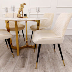 Lucein Round Gold with 4 Chairs - Finestroom
