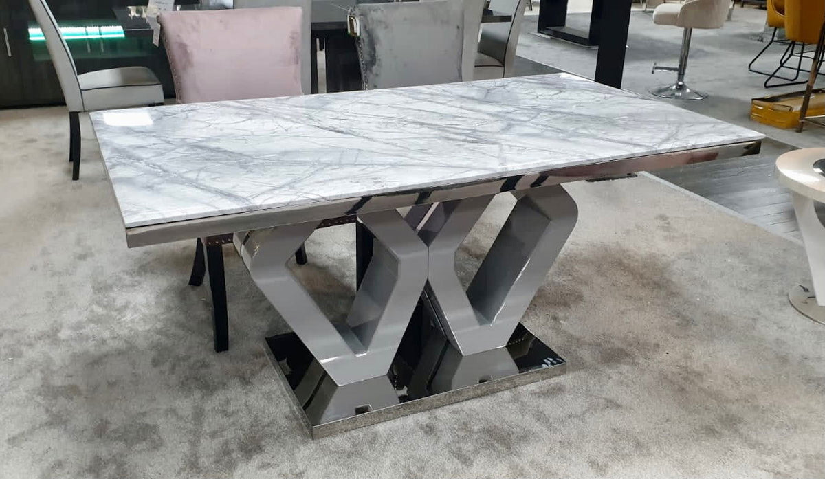 Majestic Grey Marble Dining Table - Finestroom