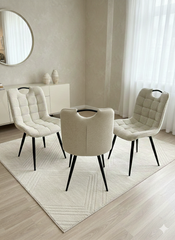 Arizona Cream Gold Extendable Dining Table With Monza/Palermo PU Beige Dining Chairs