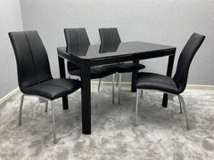 Morano Black Dining Set with 4 Chairs - Finestroom