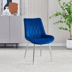 2 x Mortiz Velvet Dining Chairs- Grey, Cream, Blue, Black