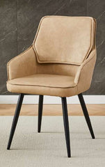 Arizona Cream Gold Extendable Dining Table With Monza/Palermo PU Beige Dining Chairs