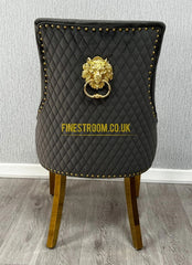 Grey Gold Majestic Lion Knocker Chairs
