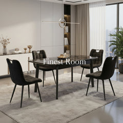 Arizona Black Gold Extendable Dining Table With Monza/Palermo PU Black Dining Chairs