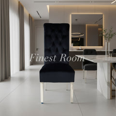 Black Arial Dining Table with Black Sofia Chairs & Black Majestic Bench