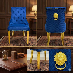 Ariana Gold Dining Table With Navy Gold Majestic Chairs