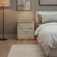 112 Bedside Table with LED Lamp and Wireless Charging