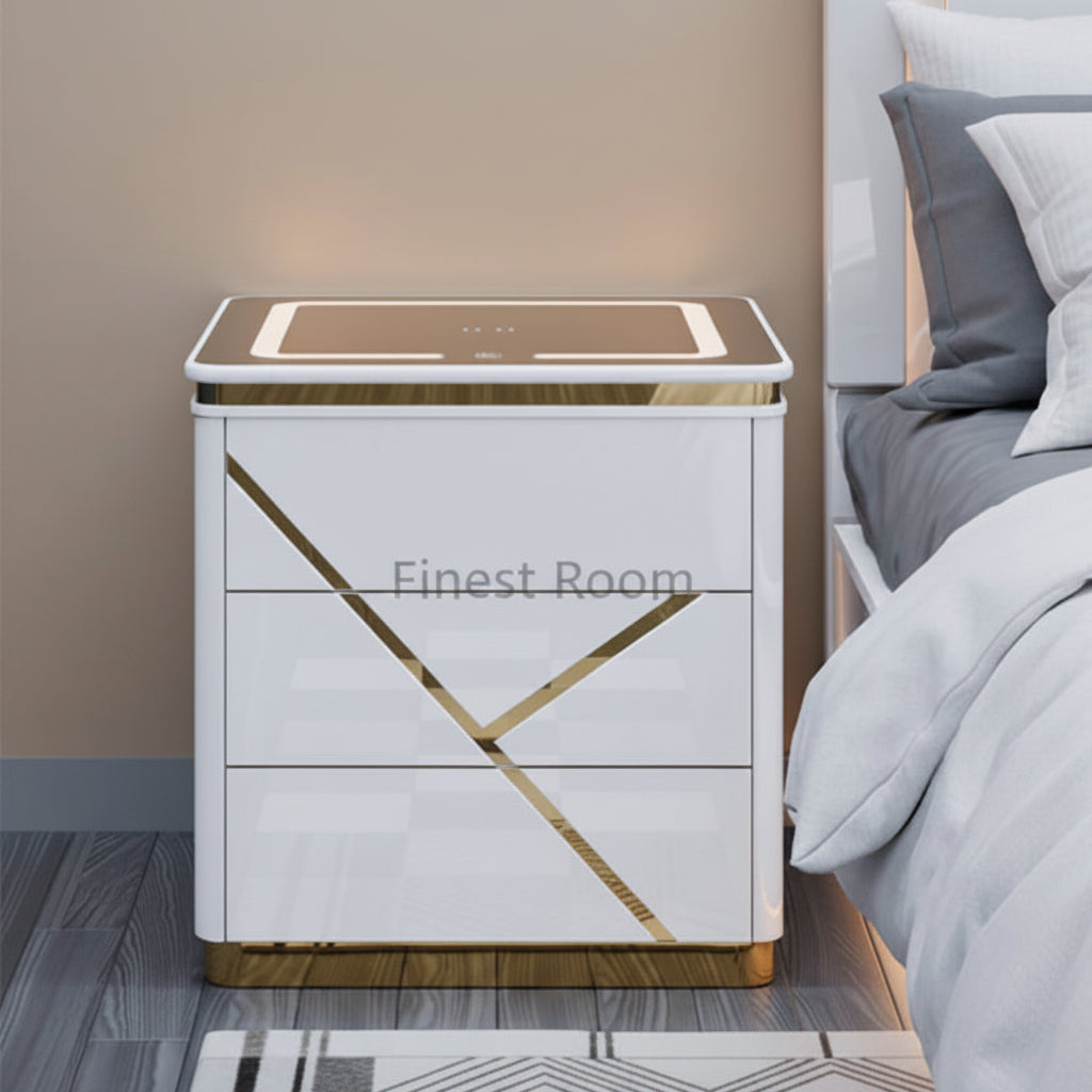 112 Bedside Table with LED Lamp and Wireless Charging