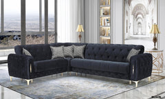 Lotto Black Gold Corner Sofa Set