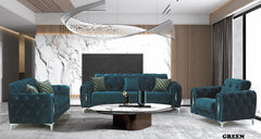 Lotto Green Silver Sofa Set