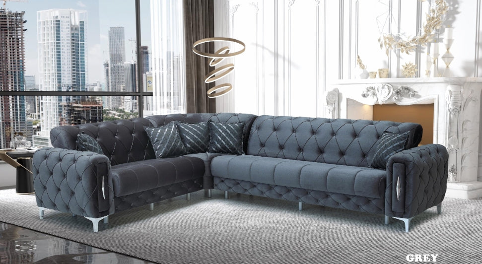 Lotto Grey Silver Corner Sofa Set