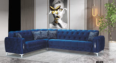 Lotto Blue Silver Corner Sofa Set