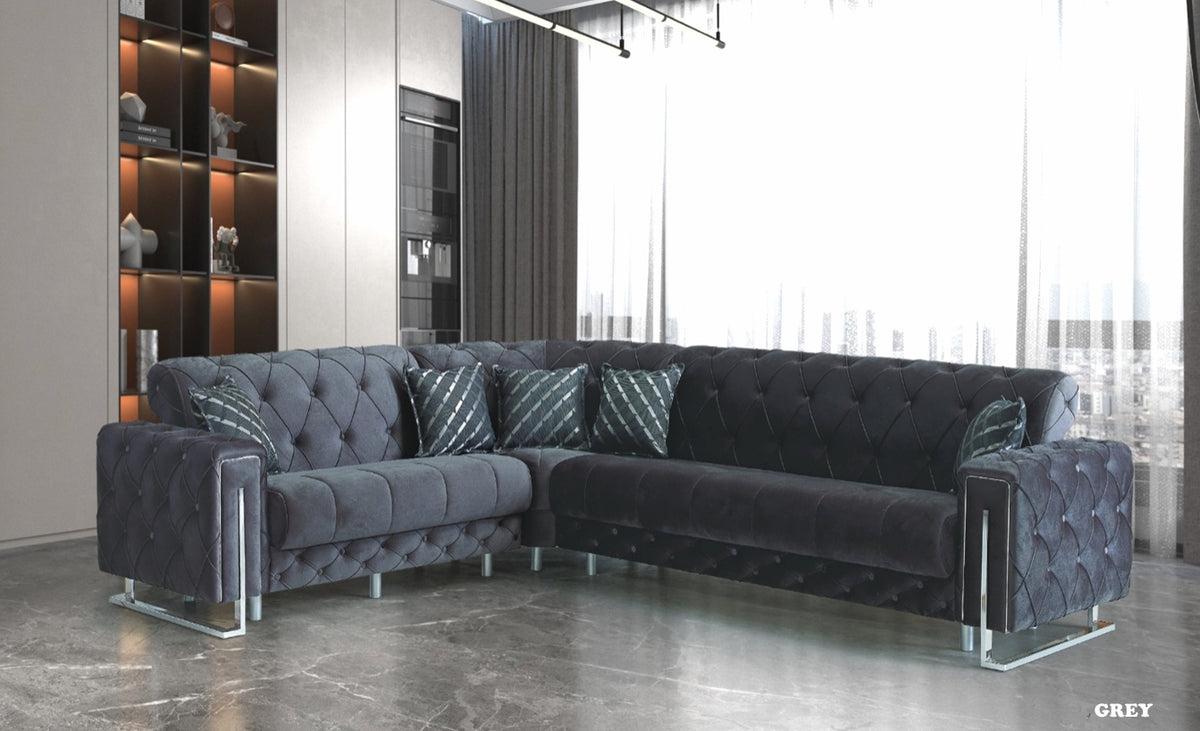 Punto Grey Silver Corner Sofa Set