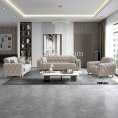 Punto Cream Silver Sofa Set