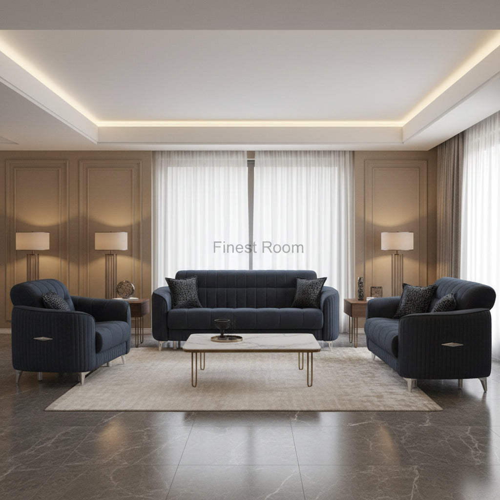 Pera BF Grey Silver Sofa Set