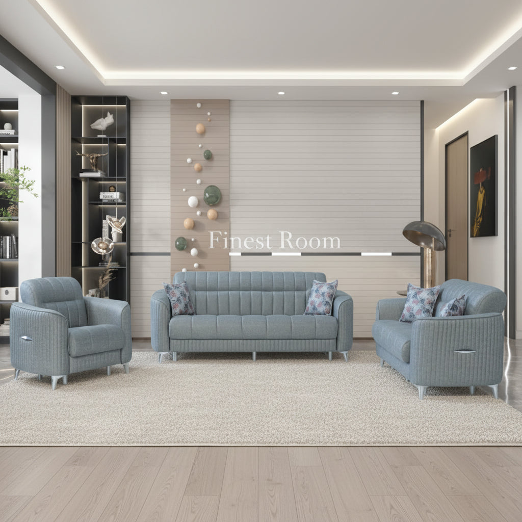Pera Casalux Grey Silver Sofa Set