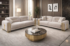 Focus Cream Gold Sofa Set