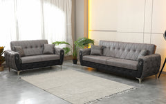 Karmen Black Grey Sofa Set