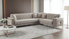 Milano Cream Gold Corner Sofa Set