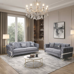 Vida Grey Silver Sofa Set