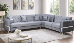 Vida Grey Silver Corner Sofa Set