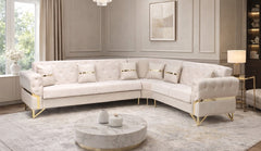 Vida Cream Gold Corner Sofa Set