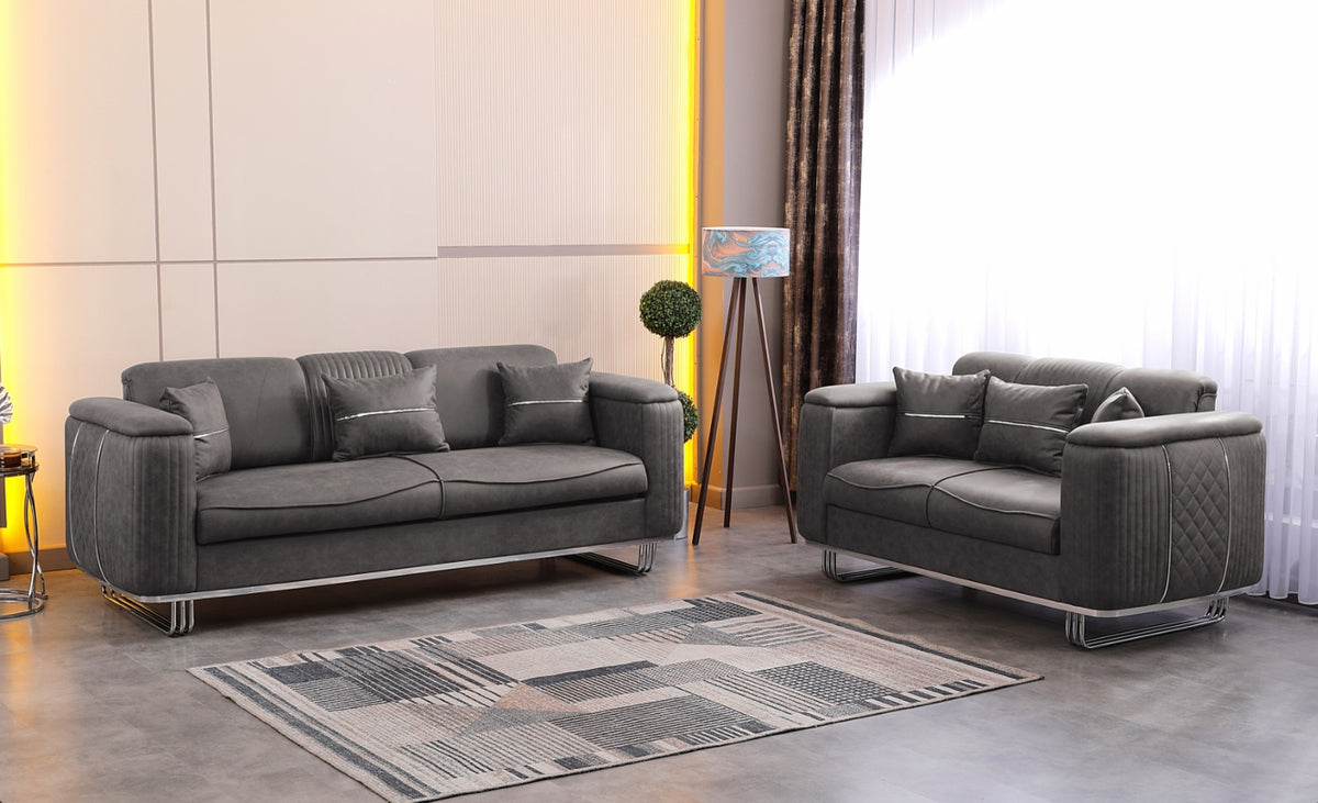 Lidya Casalux Grey Silver Sofa Set