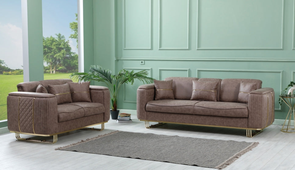 Lidya Casalux Brown Gold Sofa Set
