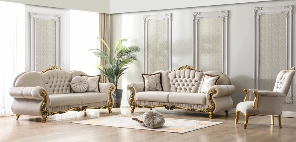 Classique Cream Gold Sofa Set