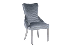 2 x Victoria Chrome Lion Knocker Chairs- Black Silver, Shimmer Silver