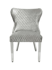 2 x Valentino Lion Knocker Dining Chairs- Silver, Black, Navy, Dark Grey, Mink