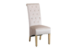 Sofia Square Knocker Dining Chair- Cream & Gold