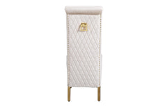 Sofia Square Knocker Dining Chair- Cream & Gold