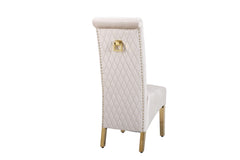 Sofia Square Knocker Dining Chair- Cream & Gold