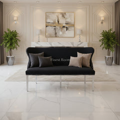 Valentino Plush Velvet Benches- Navy, Mink, Black, Dark Grey