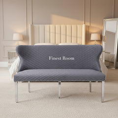 Valentino Plush Velvet Benches- Navy, Mink, Black, Dark Grey