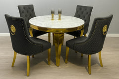 Grey Round Louis With Grey Gold Majestic Chairs