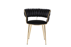 Black Gold Ariana Dining Table With Camelia Dining Chairs