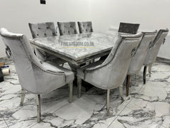Grey Arial Dining Table With Silver Valencia RK Chairs