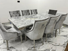 Grey Arial Dining Table With Silver Valencia RK Chairs