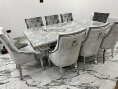 Grey Arial Dining Table With Silver Valencia RK Chairs