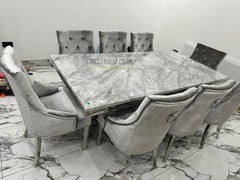 Grey Arial Dining Table With Silver Valencia RK Chairs