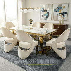 Kata Gold Ariana Gold Dining Table With Cream Gold Santorini Chairs