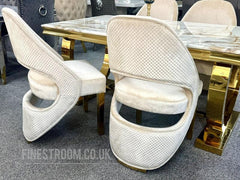 Kata Gold Ariana Gold Dining Table With Cream Gold Santorini Chairs