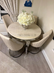 Cream Louis Round Dining Table With Cream Lasco Chairs