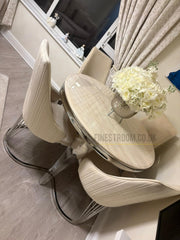 Cream Louis Round Dining Table With Cream Lasco Chairs